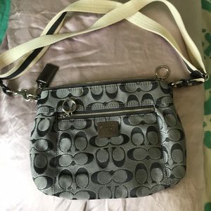 Gray/silver COACH purse